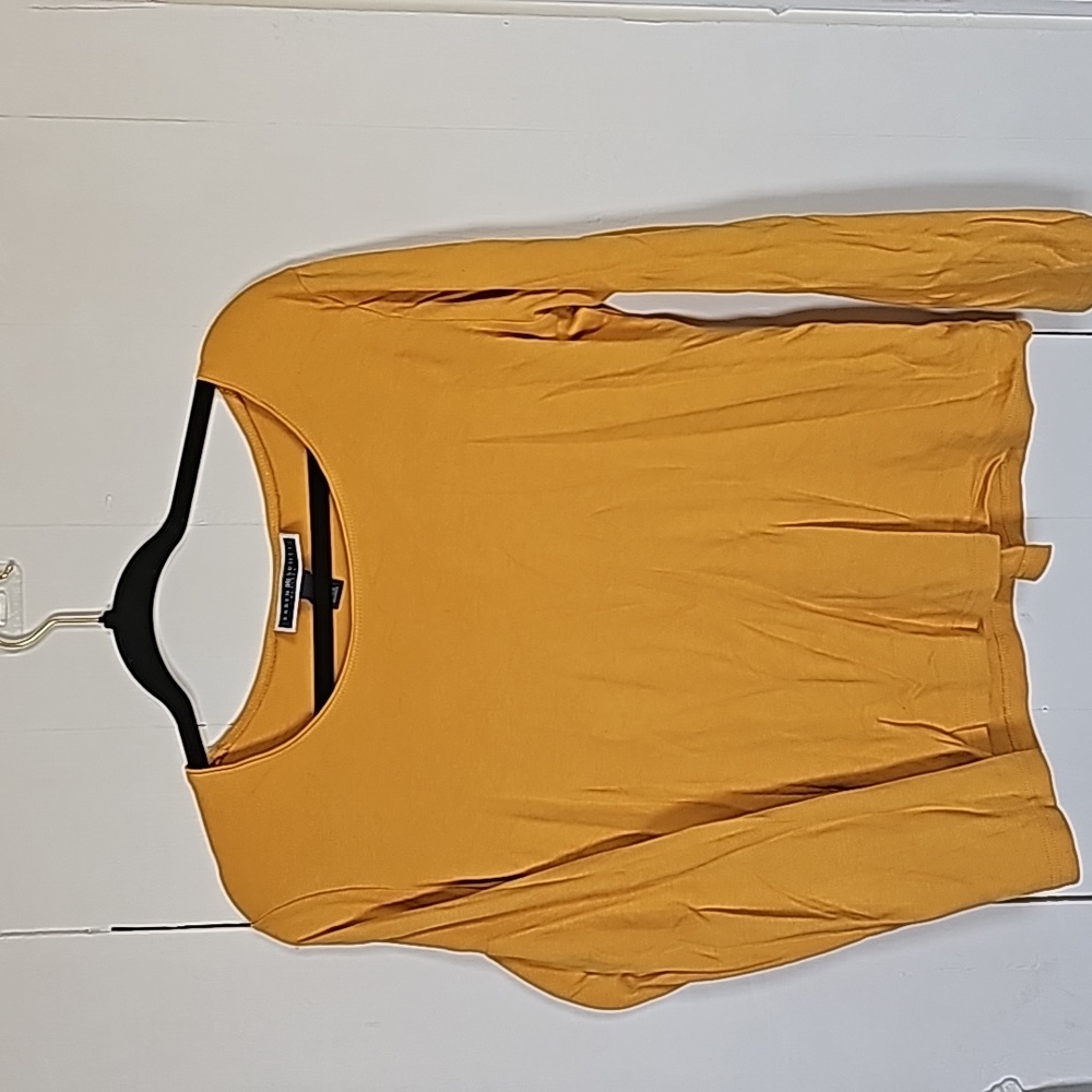 Mustard Yellow Crew Neck Long Sleeve Basic Tee